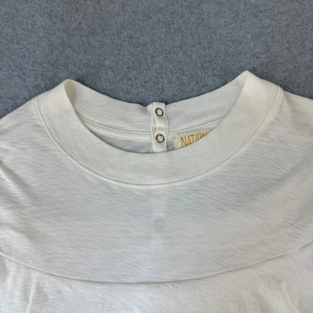 Nation LTD Ivory Cream Ruffle Top Long‎ Sleeve Button Back Blouse Size Large